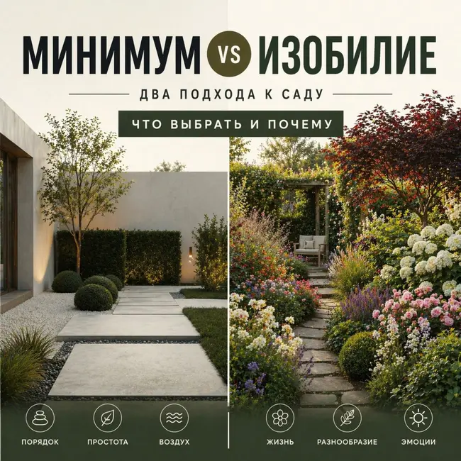 Минимум vs изобилие: два подхода к саду