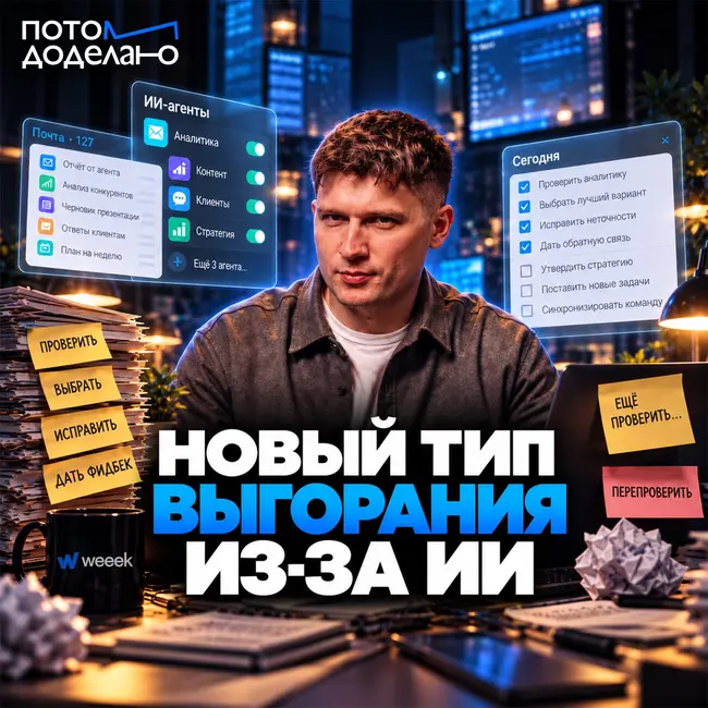 Управленцы для нейросетей: почему ИИ-помощники привели к новому типу выгорания | Потом доделаю