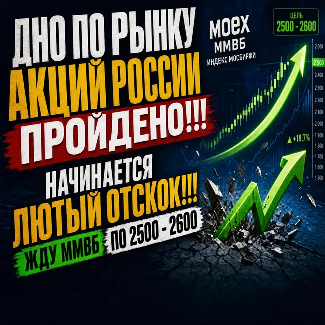 Дно рынка акций России пройдено! Отскок! Жду ММВБ 2500-2600