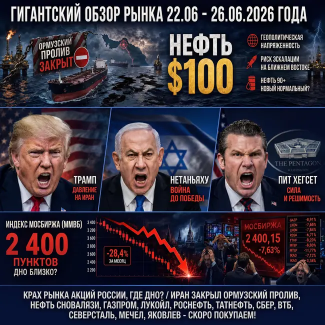 Обзор 22.06-26.06 / Нефть по 90 / Где дно акций и что покупать?