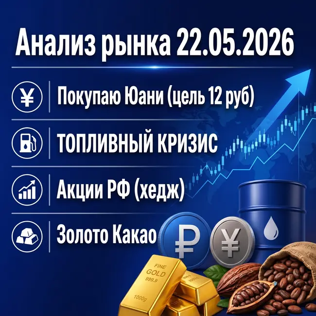 Анализ рынка 22.05, Юань по 12, Нефть и Хедж по акциям РФ