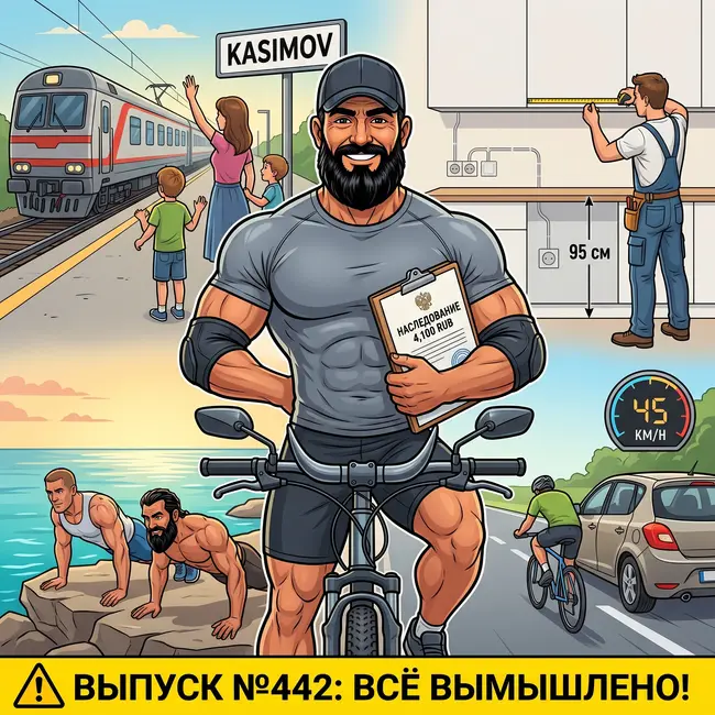 Выпуск №442: Экстренный визит к нотариусу за 4100 рублей, замер кухни под столешницу 95 см, апгрейд велика у Вани и 203 отжимания на пляже с Пашкой
