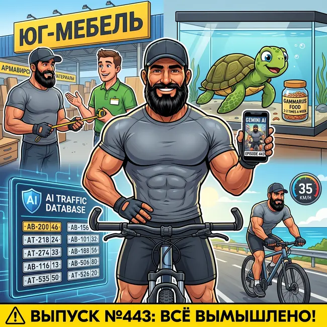 Выпуск №443: Рейд в «Юг-Мебель» на Армавирском, правильный рацион черепахи с Гаммарусом, грипсы с «рогами» с Озона и AI-база для автохамов