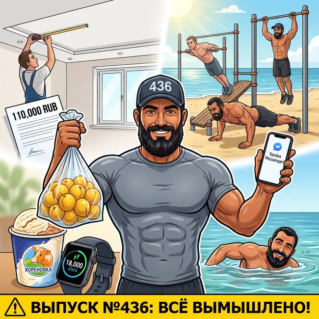 Выпуск №436: Марш-бросок на Ейскую косу с Пашкой, замер натяжных потолков с Вадимом за 110 тысяч и заготовка сладкой алычи с набережной