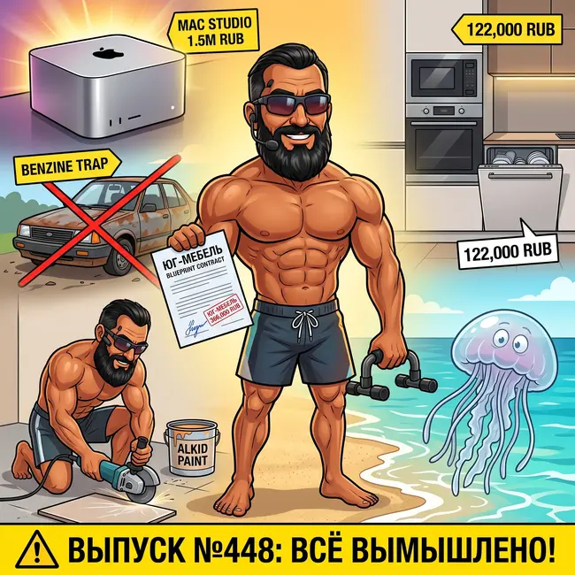 Выпуск №448: Договор на кухню за 366 тысяч рублей, 150 отжиманий на песке, тест 32-битного звука и почему Mac Studio за 1.5 миллиона лучше любого автомобиля