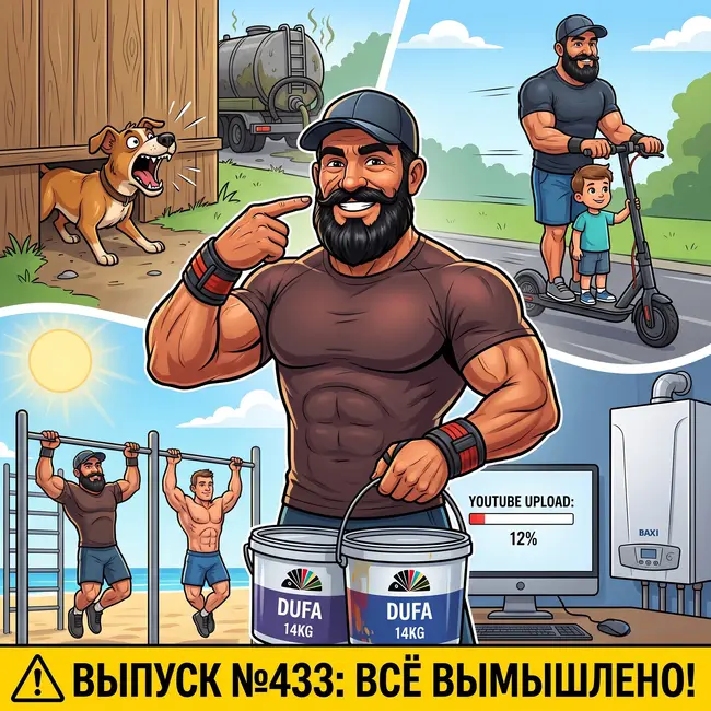 Выпуск №433: Нападение подзаборной псины, закупка 28 кг краски в ЦСМ и секретный сет подтягиваний по схеме Лося