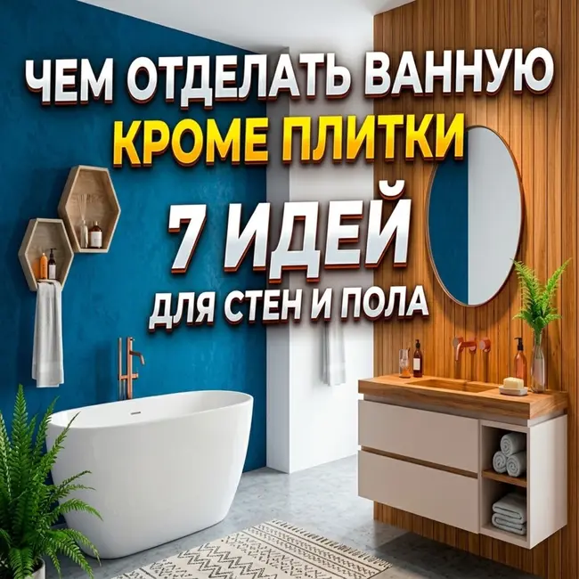 Чем отделать ванную кроме плитки: 7 идей для стен и пола