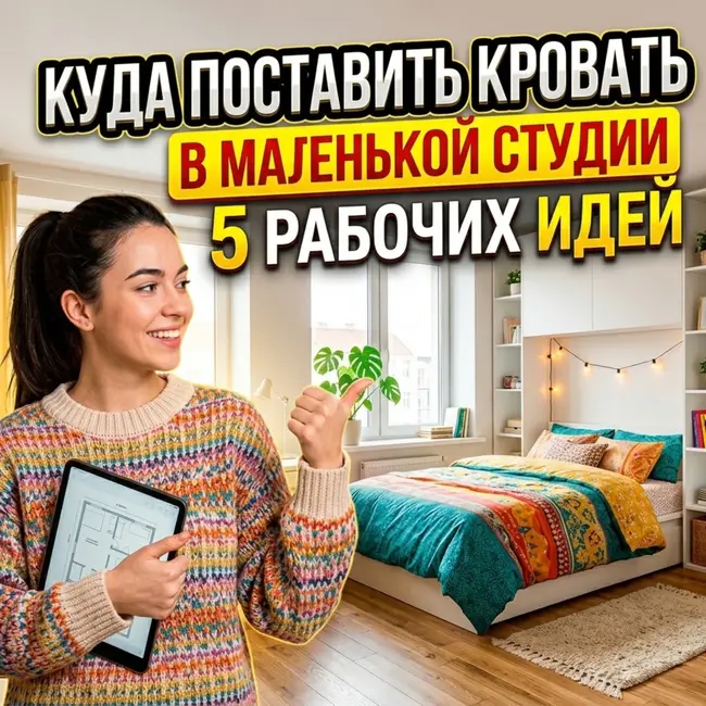 Куда поставить кровать в маленькой студии: 5 рабочих идей