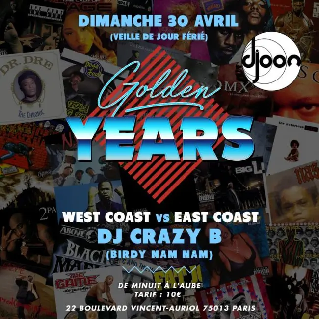 Mix GOLDEN East VS West. (Soirée Golden Years w/Dj CRAZY B(Birdy Nam Nam-Alliance Ethnik) le 30 avril au DJOON).