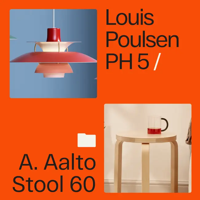 Louis Poulsen Ph5 / Alvar Aalto Stool 60