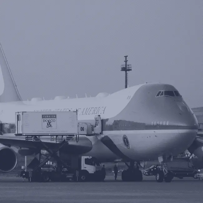 Two planes, a president and a catering truck