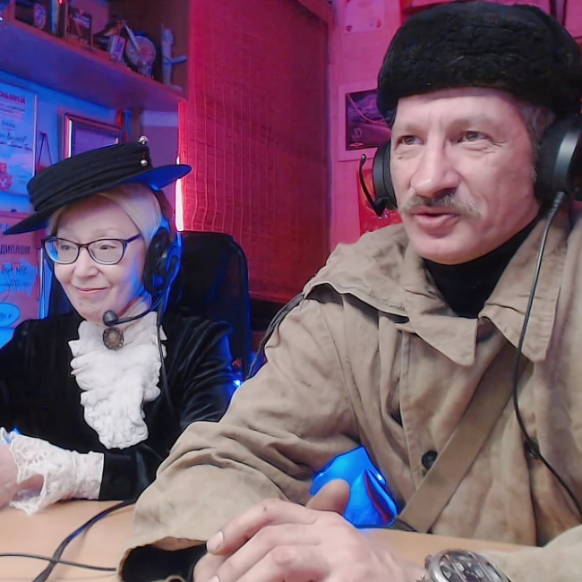 Почтальон Печкин и мадам Шапокляк (Дмитрий Сидоркевич и Марина Бадьянова) в гостях у МОТОРАДИО.