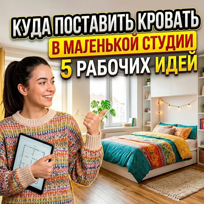 Куда поставить кровать в маленькой студии: 5 рабочих идей