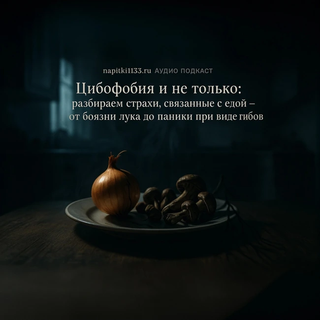 Аудио подкаст-Цибофобия и не только: разбираем страхи, связанные с едой – от боязни лука до паники при виде грибов